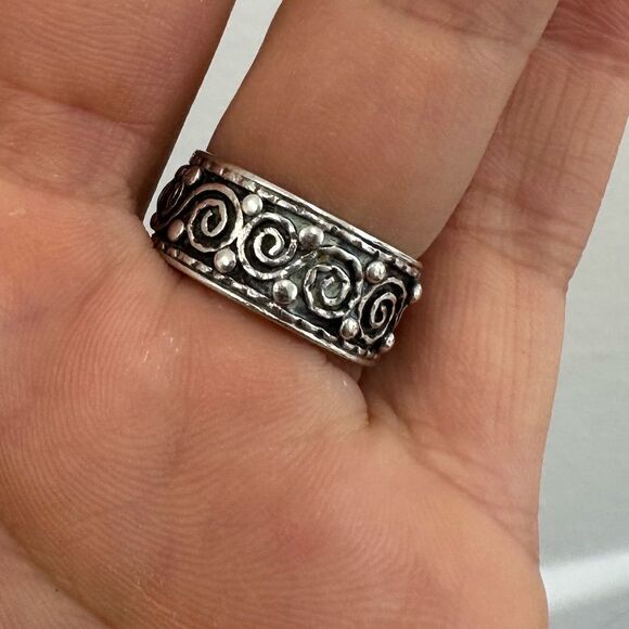 Vintage Sterling Silver 925 Moonstone & Lapis Unusual Intricate Ring Size 5.5 - Picture 4 of 14